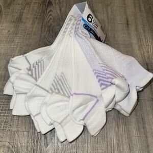Reebok Women’s 6 Pair Low Cut Socks White Lavender Shoe Size 4-9 NWT